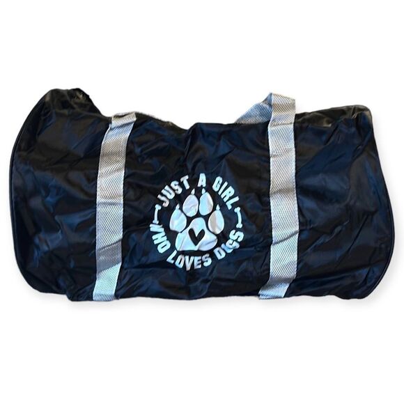 NWT JUST A GIRL WHO LOVES DOGS Duffle Bag - Picture 1 of 2